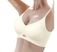 OBASDFD Women's Thin Seamless Soft Support Bra Large Bust Small Semi Firm Cups Breathable, Green, XL(White,XL)