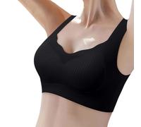 OBASDFD Women's Thin Seamless Soft Support Bra Large Bust Small Semi Firm Cups Breathable, Khaki, XXL(Black,M)