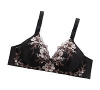 OBASDFD Women's Thin Underwired Bra with Embroidery And One Pair of Breasts, Breathable Beauty Back, Red, 8(Black,14)