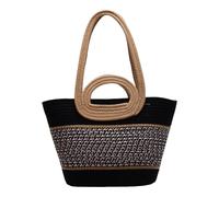OBASDFD Women's Woven Shoulder Bag Large Capacity Textured Beach Hand Carried 2026(Black)
