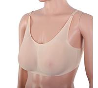 OBASDFD WRATX 1 Pair Drop-Shaped Silicone Fake Breasts Boobs with Underwear Set Crossdressing Crossdressers Transgender Prosthetic Bra Comfortable Stretch Fabric Mesh White-400g(Flesh,600g)