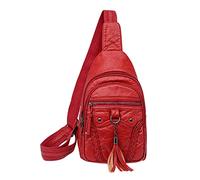 OBASDFD Zaino A Tracolla Piccolo Da Donna, Borsa, Giorno In Pelle PU(Red)