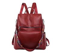 OBASDFD Zaino Casual Funzionale Da Donna, Morbido, Borsa A Tracolla, Esterno In Morbida Pelle Di Media Moda(Red)