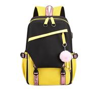 OBASDFD Zaino Da Viaggio In Morbida Pelle Donna, Borsa A Tracolla Convertibile Con Cinturino Polso, For Lavoro, Università E Bagaglio A Mano(Yellow)