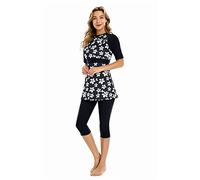 obaSeteck Costume da Bagno Donna Manica Corta con Shorts - Intero Modesto per Mare e Piscina(4XL, Z3)