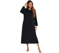 obaSeteck Womens Long Warm Robe Zipper Pile Plush Pajamas Soft Housecoat(Z1, M)