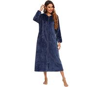 obaSeteck Womens Long Warm Robe Zipper Pile Plush Pajamas Soft Housecoat(Z4, S)
