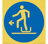 Obbligatorio: Alighting from slittino to the left Sign - 150x150mm - S15