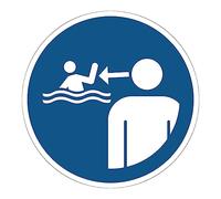 Obbligo Adesivo Obbligatorio NF ISO7010 - Adesivo Segnaletica Rotonda Laminata Impermeabile e Resistente ai Raggi UV - Supervisione dei Bambini Nell'Ambiente Acquatico - Diametro 15 cm