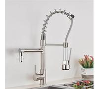 Obbligo verso il basso in ottone Down cucina a doppio mixer spray a doppio mixer spray toccata calda/fredda 2 modalità funzione moderna finitura nichel ideale per l'aggiornamento della cucina