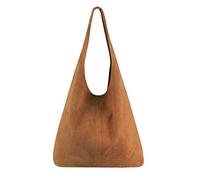 OBC Made in Italy Borsa a mano da donna in pelle METALLIC Shopper Borsa a tracolla Hobo-Bag Borsa a sacchetto Argento, Marrone (Cognac (Wildleder)), ca.: 44x33x18 cm (BxHxT)