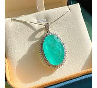OBCPD 20 * 30mm Paraiba Tormalina Smeraldo Rosa Quarzo Grande Gemma Pendente Collana Gioielli Accessori per Le Donne