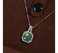 OBCPD 2ct Ciondolo Verde moissanite 925 ciondoli da Sposa in Argento Sterling Collana per Le Donne Girocollo Gioielli Regalo