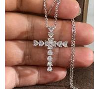 OBCPD 5A Ciondolo in Cristallo con Croce di Zirconia 925 Collana Pendente in Argento Sterling Collana Collana Femminile Regalo di Gioielli Femminili