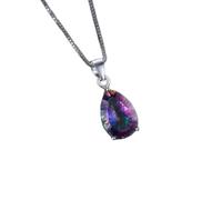 OBCPD 5ct Naturale Arcobaleno Mistico Quarzo 925 Argento Sterling Pendente Collana per Donna Regalo Senza Catena