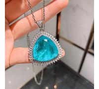 OBCPD Grande Pietra Blu Acquamarina Ciondolo da Sposa Collana per Donne Gioielli Regali Femminili