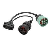 OBD2 Truck Y Cable, Universal 16Pin to 6Pin J1708 9Pin J1939 Adapter Cable for Diagnostic Tools, ABS Material, Heavy Duty Vehicles, Marine Propulsion, Power Generation, Industrial Applications
