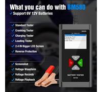 OBDResource Tester batteria per auto 6V 12V BM580 100-2000CCA Analizza test di tensione di carica di avviamento Capacità della batteria per il settore automobilistico