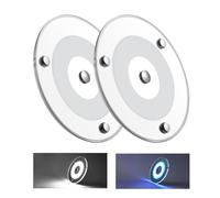 Obeaming 2 x Lampada da Soffitto LED DC 12V Dimmerabile Plafoniera 4.5W 120mm 400LM 5000K con Luce Blu/Interruttore tattile, per Auto Camper Caravan Barca Yacht illuminazione Interna
