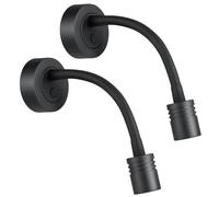 Obeaming 2 x Lampade da Lettura LED 12V Camper Dimmerabile Luce da Comodino Nero 3200K DC12V-24V per Barca Furgone Rimorchio Cabina, Flessibile Collo di Cigno con Caricatore USB & Interruttore Dimmer