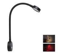 Obeaming Lampade da Lettura LED 12V Camper Barca con Caricatore USB& Luce Notturna Rossa 254lm Spot da Parete da Comodino, Per Caravan Furgone Van, Dimmerabile 24VDC Flessibile a Collo di Cigno
