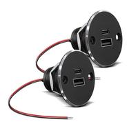 Obeaming Presa USB 12V Camper, Alluminio 24W Dual Presa USB Tipo C PD 3.0 & QC 3.0 USB Porta Caricatore per Camper Roulotte Barca Camion Auto, Carica Rapida 2Pcs