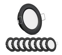 Obeaming Spot LED 12V Dimmerabile per Camper, Barca, Furgone, Roulotte - 8 Faretti da Incasso Mini, DIA 70mm, CRI93, Alluminio (Nero, 3000K)