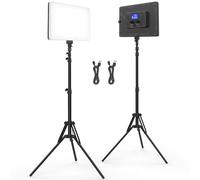 Obeamiu 2 Pack Fotografia Illuminazione Kit con treppiede da 73'', 20W Pannello luminoso a led per video Incorporato 2*4000mAh Luci da studio per creazione di contenuti/gioco in diretta streaming Zoom