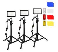 Obeamiu 3 Pacchi 70 LED Luce Video Supporto per Treppiede Regolabile/Filtri Colorati, 5600K USB Luci Fotografiche per Illuminazione Foto di Prodotti/Trucco/Youtube e Video, Controllo Remoto