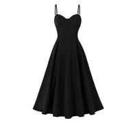 OBEEII Corsetto lungo estivo da donna, senza maniche, con spalline sottili, scollo a cuore, boho, spiaggia, vacanze, bustino, abito da cocktail, feste, corsetto con tasche, Nero , L