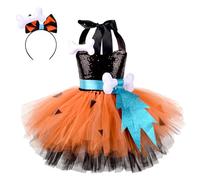 OBEEII Osso di cane per bambini e bambine, uomo delle caverne storico dell'età della pietra, halloween, osso, primitivo, cosplay, vestito da principessa, abito in tulle, per compleanno, carnevale, con