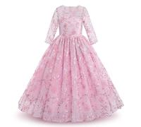 OBEEII Vestito da principessa per matrimonio, damigella d'onore, compleanno, festa, festa di carnevale, cocktail dance vestito da ballo, 2-14 anni, Bohnenrosa02, 5-6 Anni
