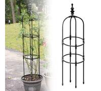 Obelisco a torre da giardino in metallo da 152,4 cm, supporto per interni ed esterni, rampicanti e fiori, supporto decorativo per piante in nero e bianco (28 x 150 cm)