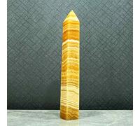 Obelisco a torre di quarzo con punta di cristallo di calcite gialla naturale decorazione della stanza (Size : 700-750g)