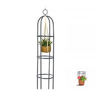 Obelisco da giardino in metallo per piante rampicanti, traliccio di supporto per rose e pergola, gabbia per la crescita di verdure, fiori e frutta, colore nero, diametro 32 cm x altezza 150 cm