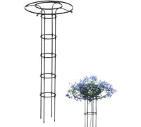 Obelisco da giardino, supporto per piante rampicanti, traliccio per rose e pergola, colonna nera da 150 cm, per verdure, fiori e frutta, perfetto per decorazioni da giardino