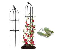 Obelisco da Giardino, Supporto Torre per Piante Rampicanti A Forma di Cilindrico in Acciaio, Traliccio in Metallo, Guardiano Delle Piante, Roseobelisk per Interni Esterni(Black,D20xH145CM)
