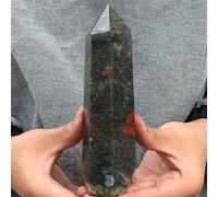 Obelisco di cristallo di quarzo naturale africano con pietra del sangue Acupoint Reiki decorazione della stanza (Size : 700-800g)