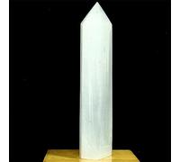 Obelisco di quarzo Reiki con punta di cristallo di selenite bianca naturale decorazione della stanza (Size : 700-800g)