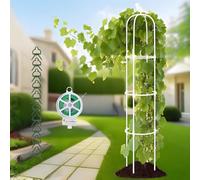 Obelisco per Traliccio in Metallo Roseobelisk, Robusta Gabbia Tubolare per Piante Rampicanti Rose Edere, Struttura Di Torre Supporto Decorazione da Interni Esterni Prato(White,D25xH85CM)