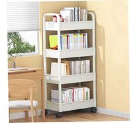 Obelunrp 1 Set Carrello per Libri 99x15x10 Pollici Carrello per Stoccaggio a 4 Livelli con Maniglia e Ganci per Libri per Cucina Bagno Lavanderia Camera da Letto Luoghi Stretti Forniture, Ornamenti d