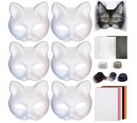 Obelunrp 1SET THERIAN MASK KIT con striscia di lana Mesh Mash Maschera Cat Maschera Funny Up Furt To Therian Paint per Halloween Makeup Presentazione del ruolo di cosplay Party, Cat