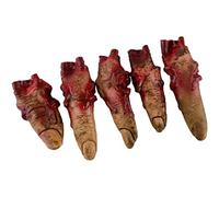 Obelunrp 5 Pezzi di Oggetti di Scena realistici con Dita mozzate, Parti del Corpo insanguinate di Halloween, scherzi Spaventosi Horror
