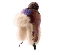 Obelunrp Cappello da Trapper Cappello Invernale da Donna in Pelliccia Sintetica con Paraorecchie Berretto Invernale in Maglia Spessa per Caccia all'Aperto Sci Beige, Decorazioni Natalizie