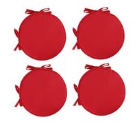 Obelunrp Cuscino per sedili, 4 pezzi da 15 pollici cuscinetti in memory foam rotondi con legami, cuscini per sedie da pranzo per la cucina di casa (rosso)