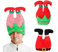 Obelunrp Elfo Hat 3pcs invertito carino cartone animato a tema di natale non tessuto non tessuto per cappello da cappello da riempito Funny Christmas per il raduno delle feste, Elfo