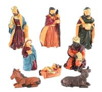 Obelunrp Figure del presepe 8 pezzi/set Presepe in resina con Gesù Bambino e animali Scena realistica Decorazioni natalizie Set natalizi per decorazioni per la casa natalizie