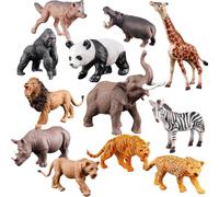 Obelunrp Figurine per animali, 12 pezzi Mini animali da plastica figure, set di giocattoli nella giungla realistici, bomboniere per la festa di apprendimento per ragazzi per ragazzi