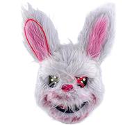 Obelunrp Light Up Bunny Mask, Halloween Scary Rabbit Mask con luce a led, spettrali maschere malvagie brillanti per il cosplay di Halloween (Stile 1)