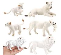 Obelunrp Lions Figurina 5pcs artificiale Realistic Lions Statue Style Figura comprende giocattoli educativi decorativi maschi, femmine e cuccioli, regali di Natale, figurina, arredamento natalizio